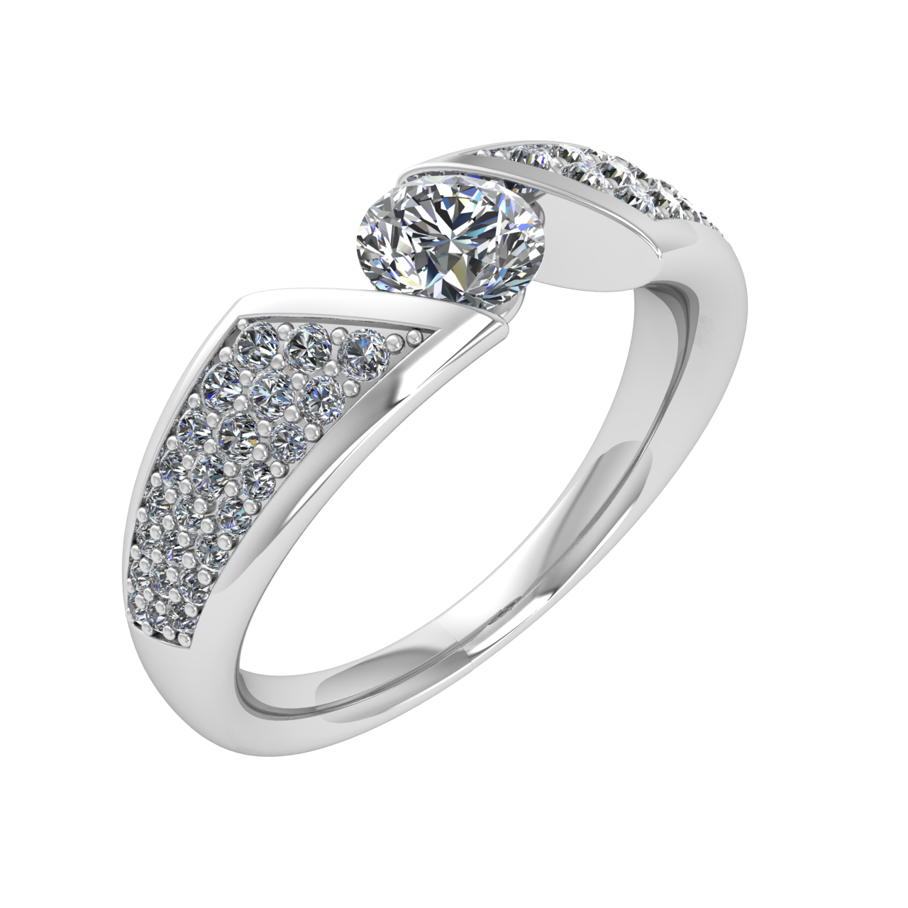 ACCENTED 5.00mm ROUND ENGAGEMENT RING